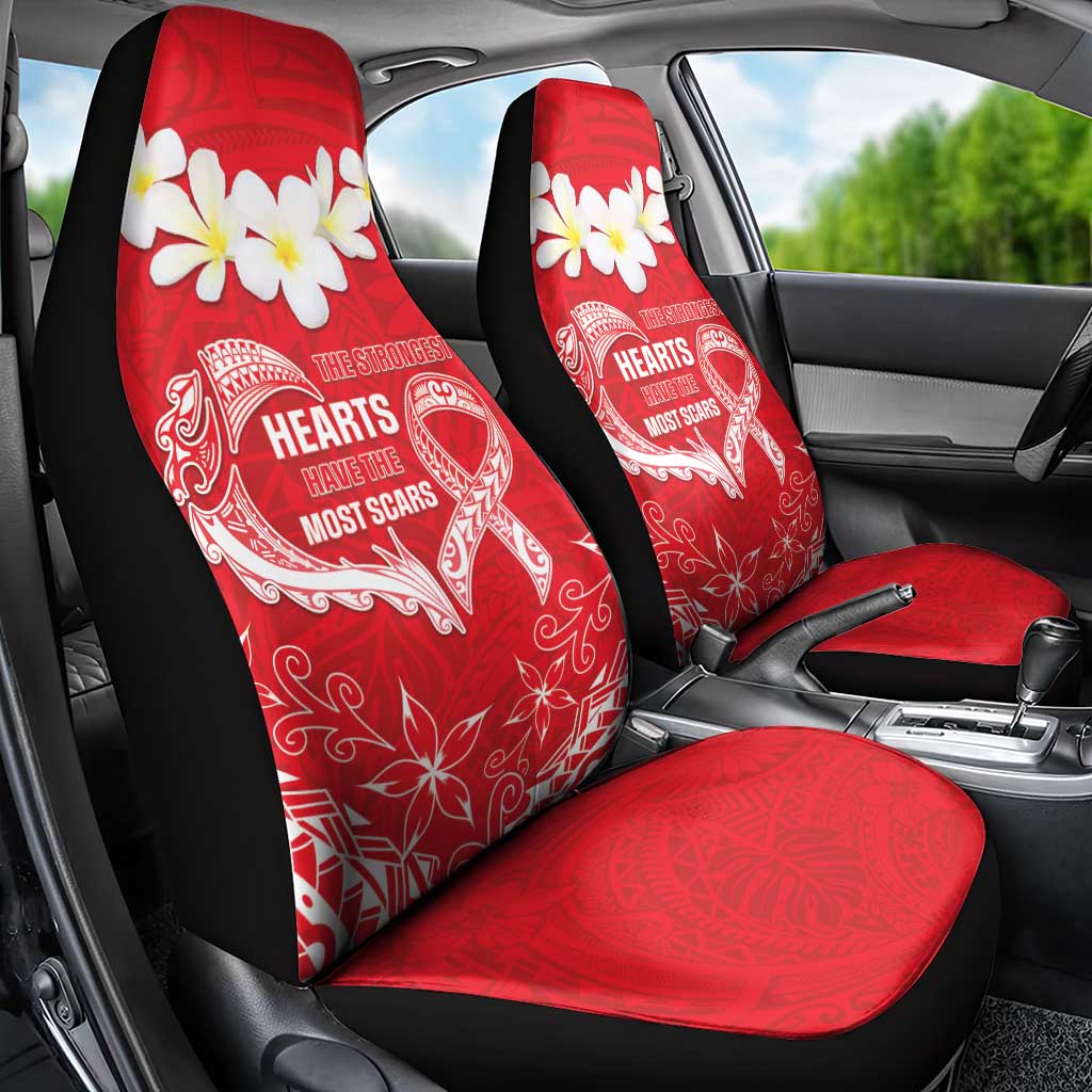 Heart Health Awareness Car Seat Cover Polynesian Red Ribbon