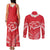 Heart Health Awareness Couples Matching Tank Maxi Dress and Long Sleeve Button Shirt Polynesian Red Ribbon