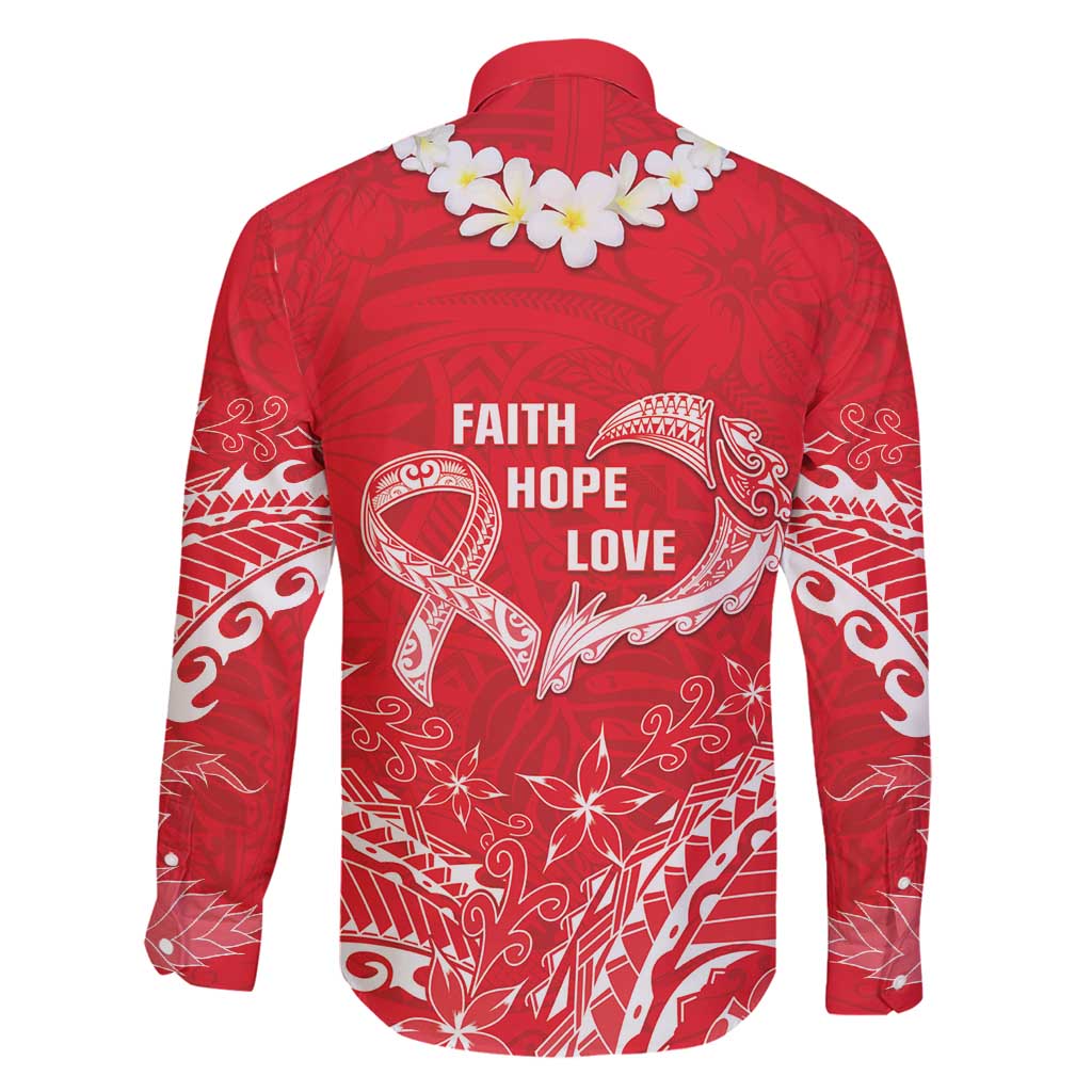 Heart Health Awareness Family Matching Summer Maxi Dress and Hawaiian Shirt Polynesian Red Ribbon