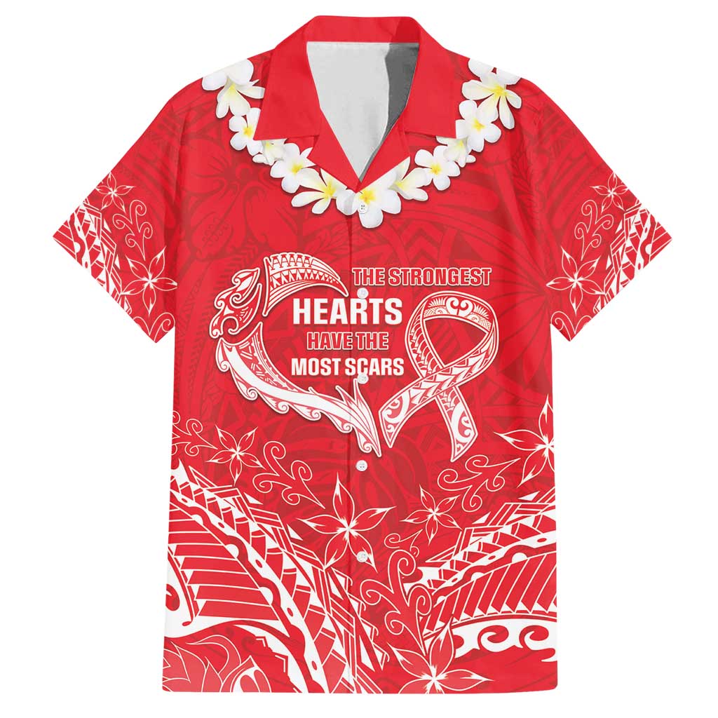 Heart Health Awareness Family Matching Tank Maxi Dress and Hawaiian Shirt Polynesian Red Ribbon