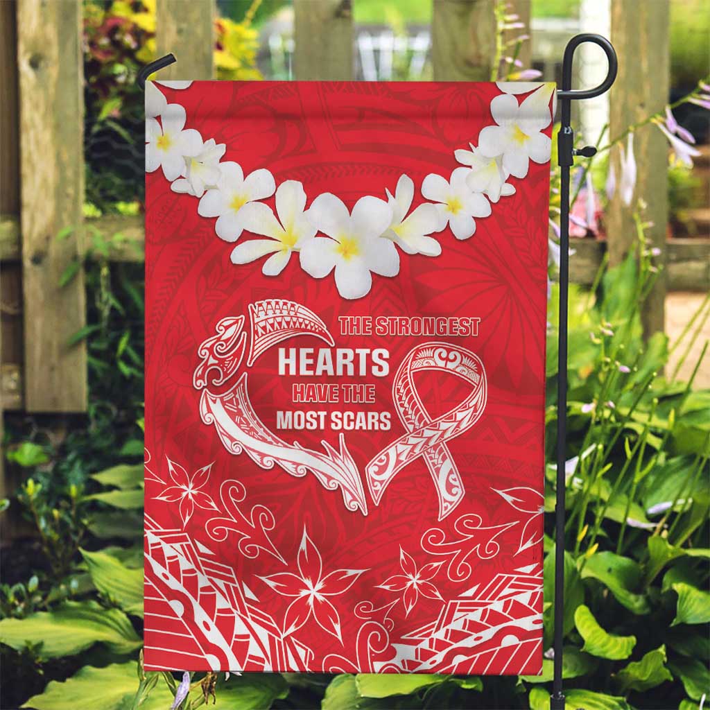 Heart Health Awareness Garden Flag Polynesian Red Ribbon
