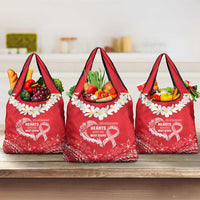 Heart Health Awareness Grocery Bag Polynesian Red Ribbon