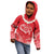 Heart Health Awareness Kid Hoodie Polynesian Red Ribbon