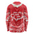 Heart Health Awareness Long Sleeve Shirt Polynesian Red Ribbon