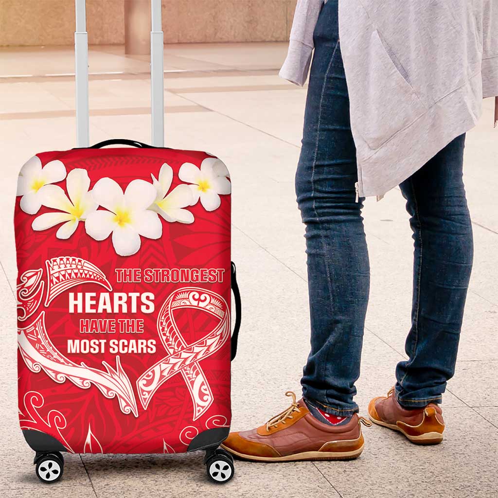 Heart Health Awareness Luggage Cover Polynesian Red Ribbon LT05 Red - Polynesian Pride