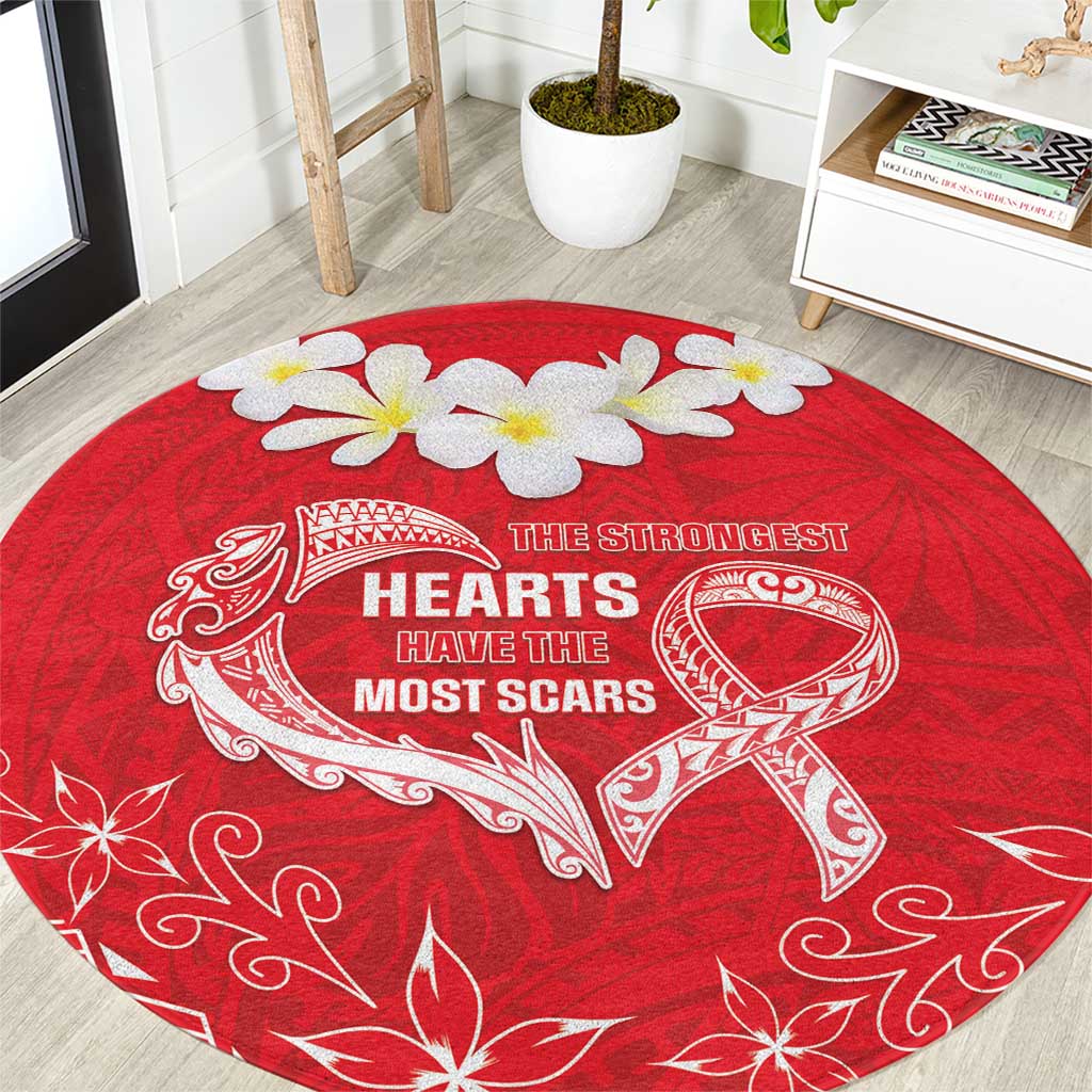 Heart Health Awareness Round Carpet Polynesian Red Ribbon LT05 Red - Polynesian Pride