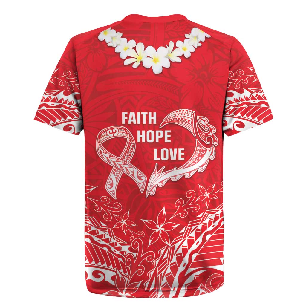 Heart Health Awareness Rugby Jersey Polynesian Red Ribbon