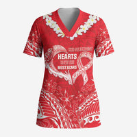 Heart Health Awareness Scrub Top Polynesian Red Ribbon - Polynesian Pride