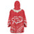 Heart Health Awareness Wearable Blanket Hoodie Polynesian Red Ribbon