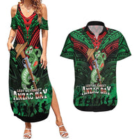 New Zealand ANZAC Day Couples Matching Summer Maxi Dress and Hawaiian Shirt Aotearoa Hei Tiki