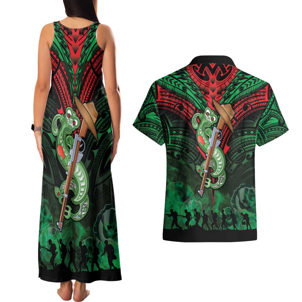 New Zealand ANZAC Day Couples Matching Tank Maxi Dress and Hawaiian Shirt Aotearoa Hei Tiki
