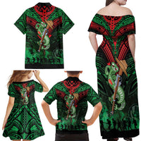 New Zealand ANZAC Day Family Matching Off Shoulder Maxi Dress and Hawaiian Shirt Aotearoa Hei Tiki
