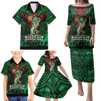 New Zealand ANZAC Day Family Matching Puletasi and Hawaiian Shirt Aotearoa Hei Tiki