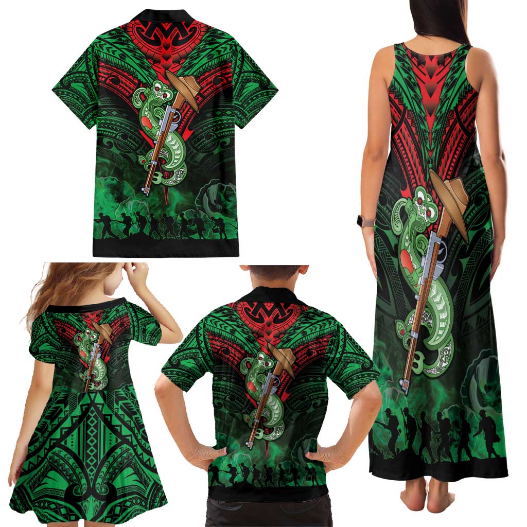 New Zealand ANZAC Day Family Matching Tank Maxi Dress and Hawaiian Shirt Aotearoa Hei Tiki