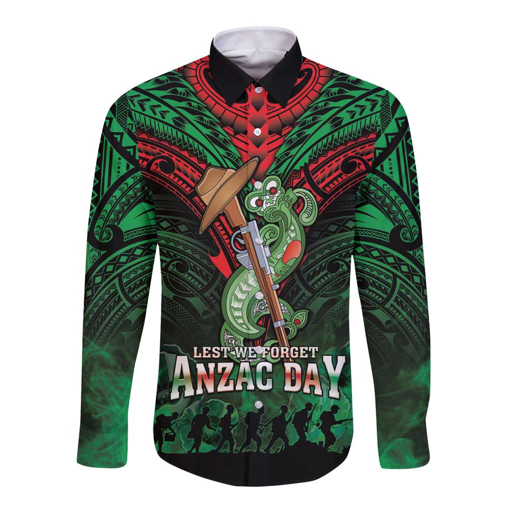 New Zealand ANZAC Day Long Sleeve Button Shirt Aotearoa Hei Tiki