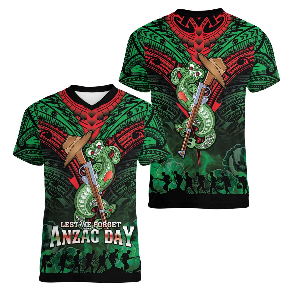 New Zealand ANZAC Day Women V-Neck T-Shirt Aotearoa Hei Tiki