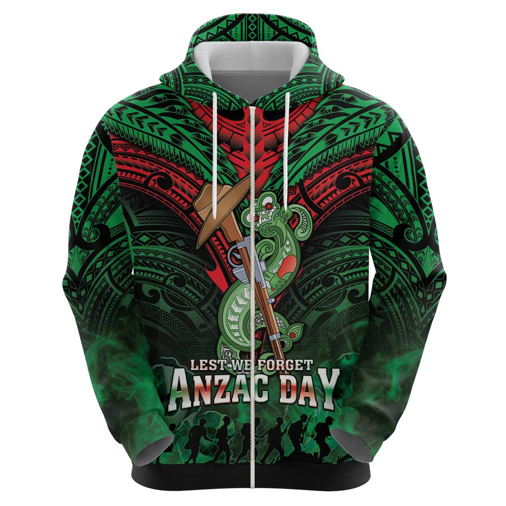 New Zealand ANZAC Day Zip Hoodie Aotearoa Hei Tiki LT05 - Polynesian Pride