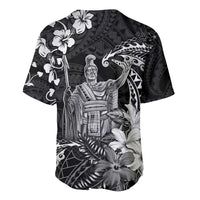 Hawaii King Kamehameha Day Baseball Jersey Polynesian Pattern Mix Hibiscus Black