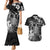 Hawaii King Kamehameha Day Couples Matching Mermaid Dress and Hawaiian Shirt Polynesian Pattern Mix Hibiscus Black