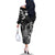 Hawaii King Kamehameha Day Family Matching Off The Shoulder Long Sleeve Dress and Hawaiian Shirt Polynesian Pattern Mix Hibiscus Black