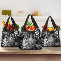 Hawaii King Kamehameha Day Grocery Bag Polynesian Pattern Mix Hibiscus Black LT05 3-pack One Size Black - Polynesian Pride