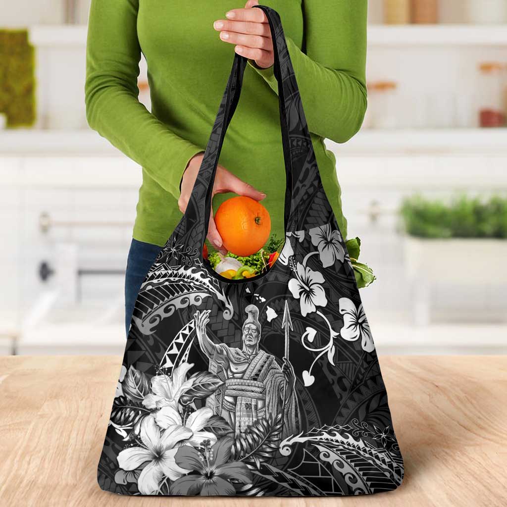 Hawaii King Kamehameha Day Grocery Bag Polynesian Pattern Mix Hibiscus Black LT05 - Polynesian Pride