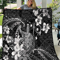Hawaii King Kamehameha Day Quilt Polynesian Pattern Mix Hibiscus Black