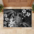 Hawaii King Kamehameha Day Rubber Doormat Polynesian Pattern Mix Hibiscus Black
