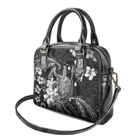 Hawaii King Kamehameha Day Shoulder Handbag Polynesian Pattern Mix Hibiscus Black