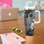 Hawaii King Kamehameha Day Tumbler With Handle Polynesian Pattern Mix Hibiscus Black