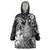 Hawaii King Kamehameha Day Wearable Blanket Hoodie Polynesian Pattern Mix Hibiscus Black