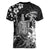 Hawaii King Kamehameha Day Women V-Neck T-Shirt Polynesian Pattern Mix Hibiscus Black