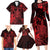 Hawaii King Kamehameha Day Family Matching Long Sleeve Bodycon Dress and Hawaiian Shirt Polynesian Pattern Mix Hibiscus Red