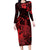 Hawaii King Kamehameha Day Family Matching Long Sleeve Bodycon Dress and Hawaiian Shirt Polynesian Pattern Mix Hibiscus Red