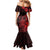 Hawaii King Kamehameha Day Family Matching Mermaid Dress and Hawaiian Shirt Polynesian Pattern Mix Hibiscus Red