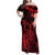 Hawaii King Kamehameha Day Family Matching Off Shoulder Maxi Dress and Hawaiian Shirt Polynesian Pattern Mix Hibiscus Red