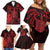 Hawaii King Kamehameha Day Family Matching Off Shoulder Short Dress and Hawaiian Shirt Polynesian Pattern Mix Hibiscus Red