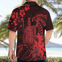Hawaii King Kamehameha Day Hawaiian Shirt Polynesian Pattern Mix Hibiscus Red