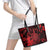 Hawaii King Kamehameha Day Leather Tote Bag Polynesian Pattern Mix Hibiscus Red