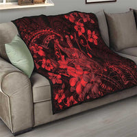 Hawaii King Kamehameha Day Quilt Polynesian Pattern Mix Hibiscus Red