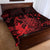 Hawaii King Kamehameha Day Quilt Bed Set Polynesian Pattern Mix Hibiscus Red