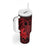 Hawaii King Kamehameha Day Tumbler With Handle Polynesian Pattern Mix Hibiscus Red