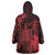 Hawaii King Kamehameha Day Wearable Blanket Hoodie Polynesian Pattern Mix Hibiscus Red