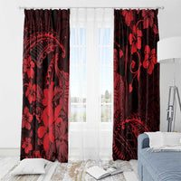 Hawaii King Kamehameha Day Window Curtain Polynesian Pattern Mix Hibiscus Red
