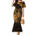 Hawaii King Kamehameha Day Family Matching Mermaid Dress and Hawaiian Shirt Polynesian Pattern Mix Hibiscus Gold