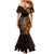 Hawaii King Kamehameha Day Family Matching Mermaid Dress and Hawaiian Shirt Polynesian Pattern Mix Hibiscus Gold