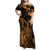 Hawaii King Kamehameha Day Family Matching Off Shoulder Maxi Dress and Hawaiian Shirt Polynesian Pattern Mix Hibiscus Gold