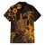 Hawaii King Kamehameha Day Family Matching Short Sleeve Bodycon Dress and Hawaiian Shirt Polynesian Pattern Mix Hibiscus Gold