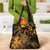 Hawaii King Kamehameha Day Grocery Bag Polynesian Pattern Mix Hibiscus Gold