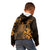 Hawaii King Kamehameha Day Kid Hoodie Polynesian Pattern Mix Hibiscus Gold